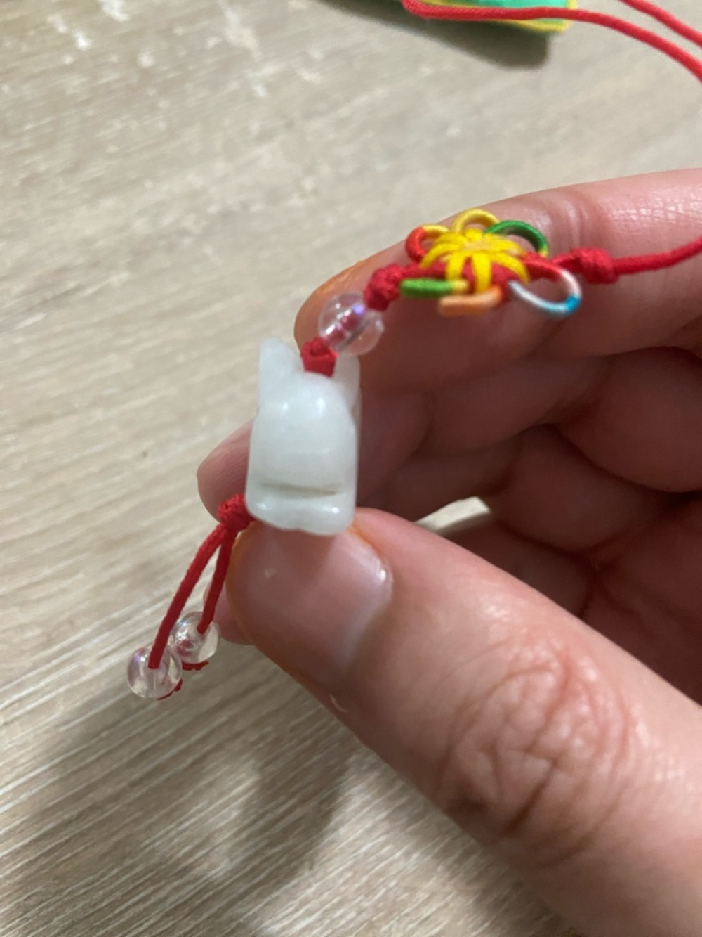 White Rabbit Jade Charm Accessory with Red Cord - Picture 5 of 5